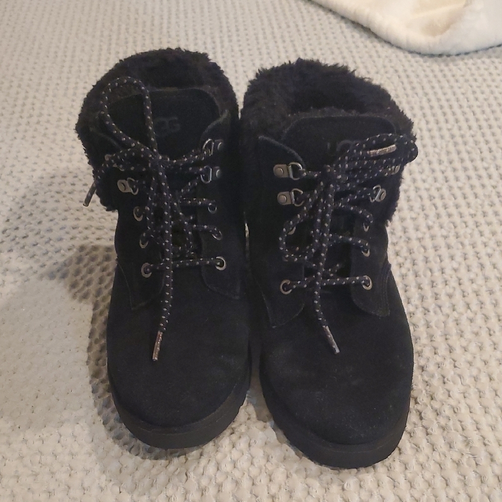 UGG Black Ankle Boots with Fur Lining (23)